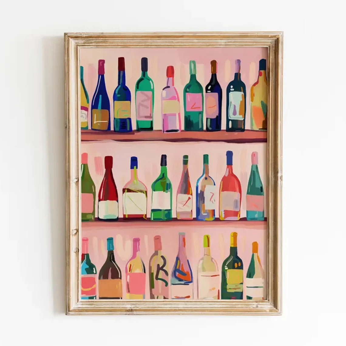 tableau mural moderne bouteilles vin rose clair multicolore sans cadre impression toile chambre salon