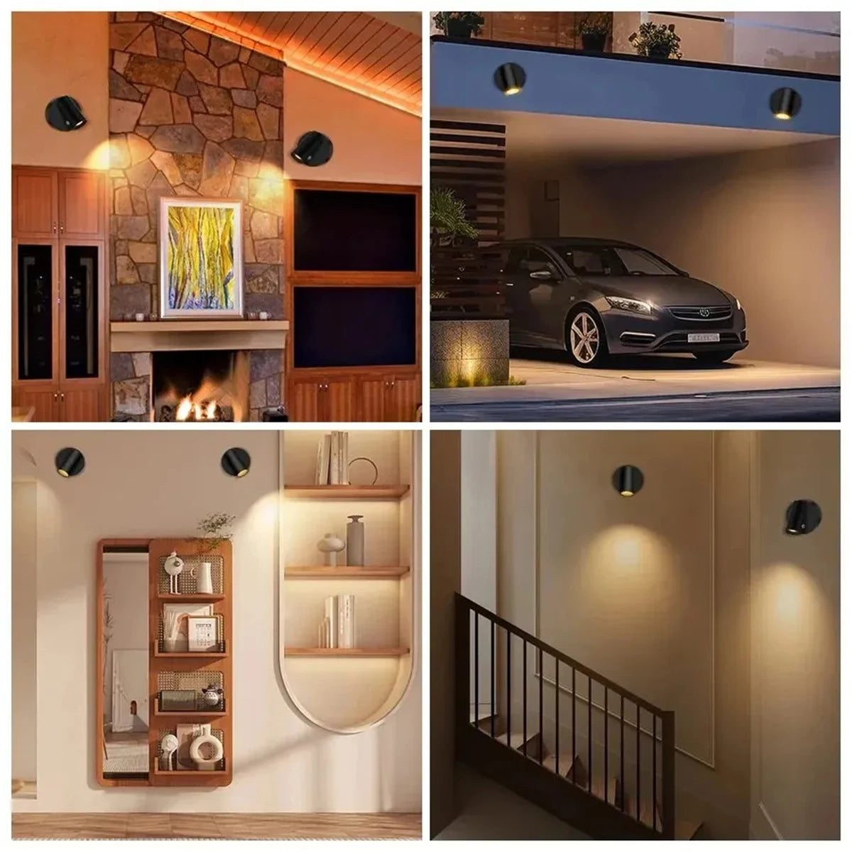 applique murale led rechargeable usb noir blanc moderne réglable intensité variable chambre étude