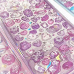 sticker kawaii mignon violet rose bleu blanc geometrique animal coeur étoile floral adhésif