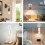 Lampe murale nordique en bois et fer blanc