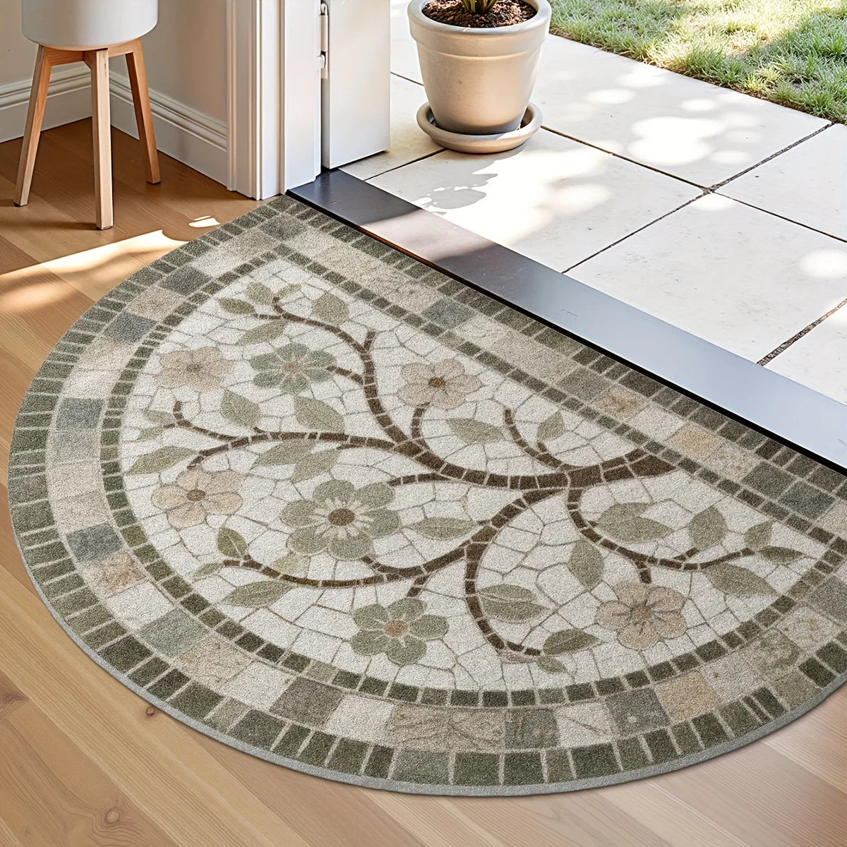 tapis moderne fleurs stylisées imperméable antidérapant résistant décoloration polyester machine lavable