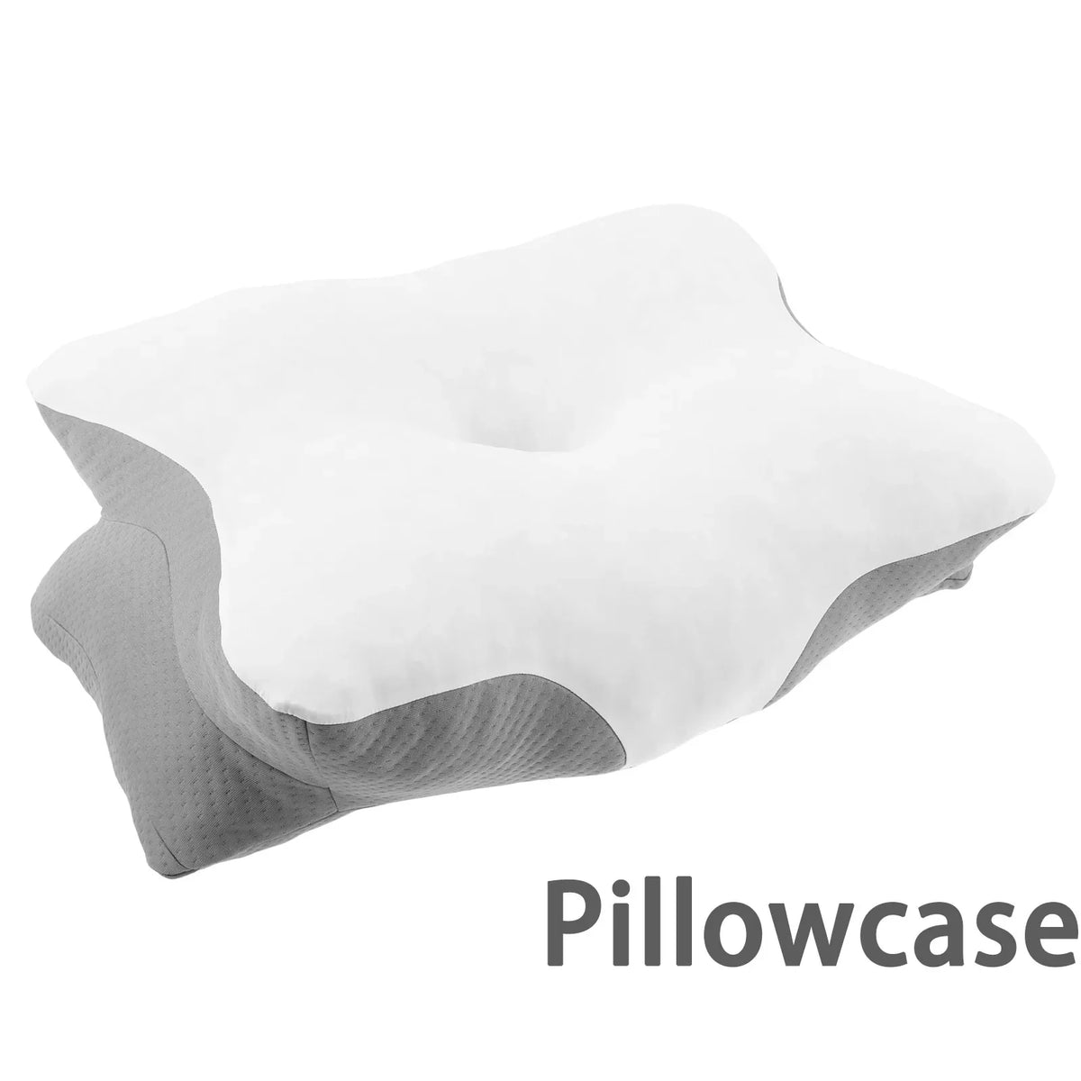 taie d'oreiller mousse mémoire forme papillon ergonomique cou blanc motif géométrique contemporain zip lisse