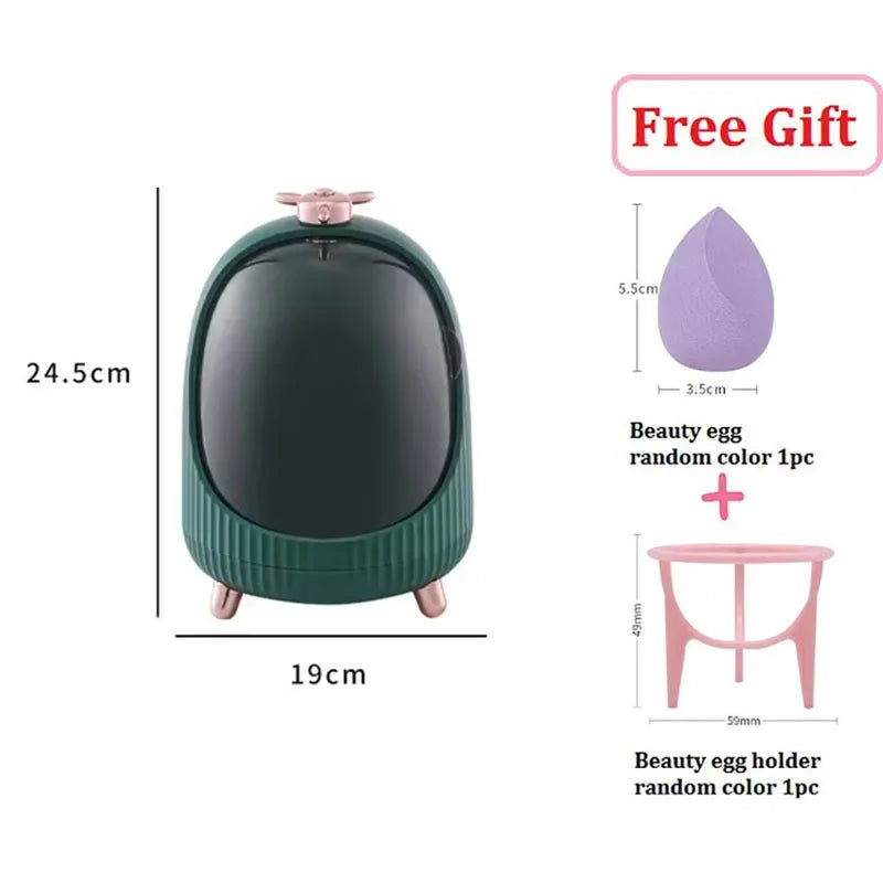 boîte rangement cosmétique transparente moderne verre vert blanc produits cosmétiques grande capacité poignée pivotante