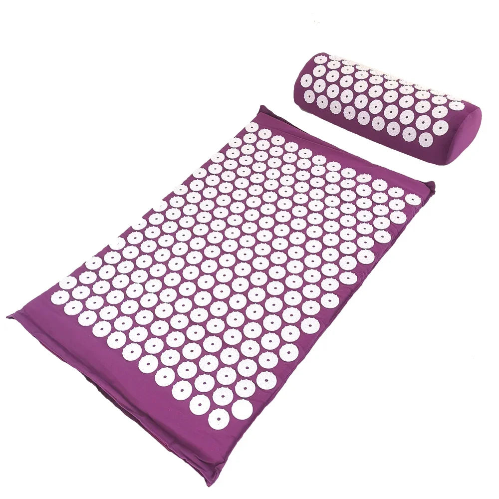 tapis massage acupuncturé violet bleu marine vert rondelles blanches moderne sac rangement