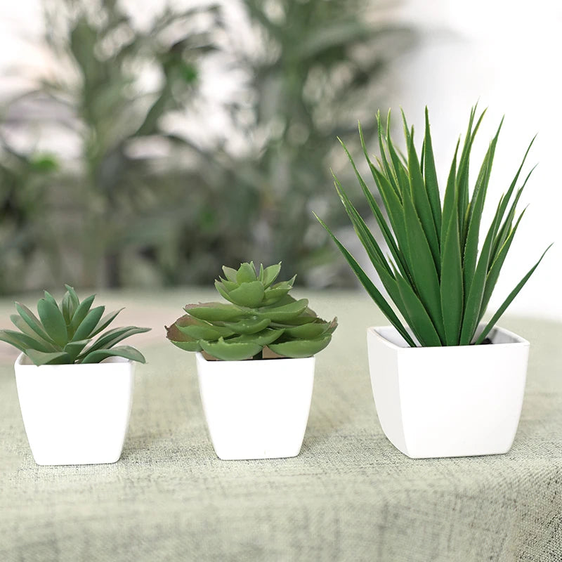 plantes artificielles bonsaï décor maison moderne pièces vert blanc bois minimaliste