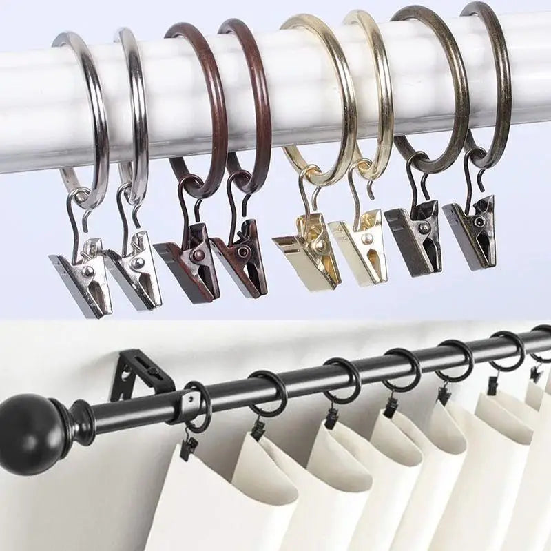 anneaux rideau pince suspension durable argent bronze cuivre moderne coton clip fenetre fixe rond