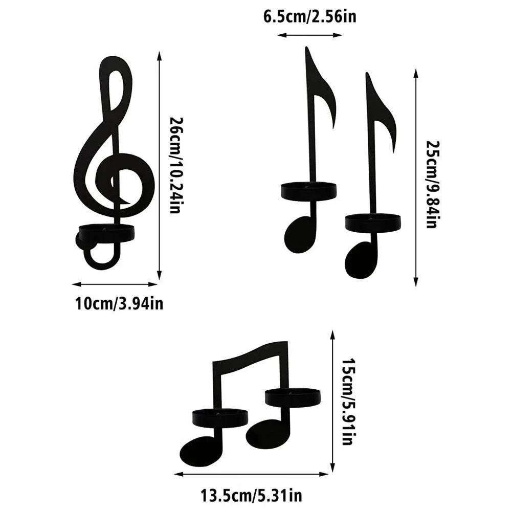 support bougies moderne noir notes musicales bougies non fournies chambre salon decoration murale française