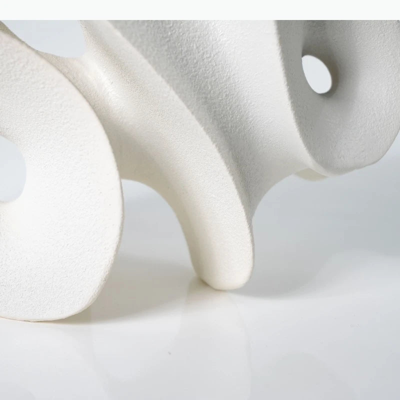 sculpture abstraite blanche contemporaine texture rugueuse décoration intérieure 22cm 14cm 24cm
