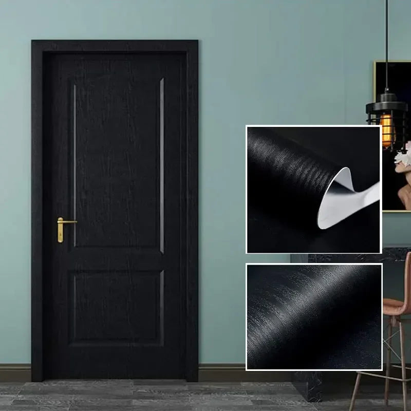 papier peint autoadhésif bois noir moderne vinyle waterproof facile poser 40cm large