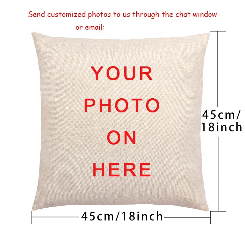 coussin carré coton lin motif imprimé simple décoratif taille 45cm 45cm fixation fermeture glissière