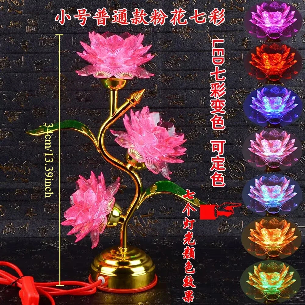 lampe table art nouveau fleurs multicolores pétales translucides base dorée métal décoration intérieure moderne