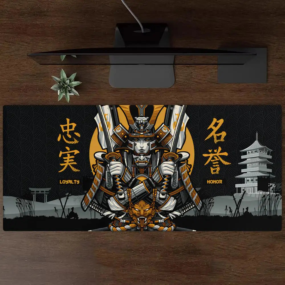 tapis souris samouraï noir doré motifs japonais loyalty honor tapis jeu rapide gamers décoration