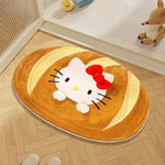tapis hello kitty dessin animé antidérapant polyester jaune vert rouge blanc salle bain chambre