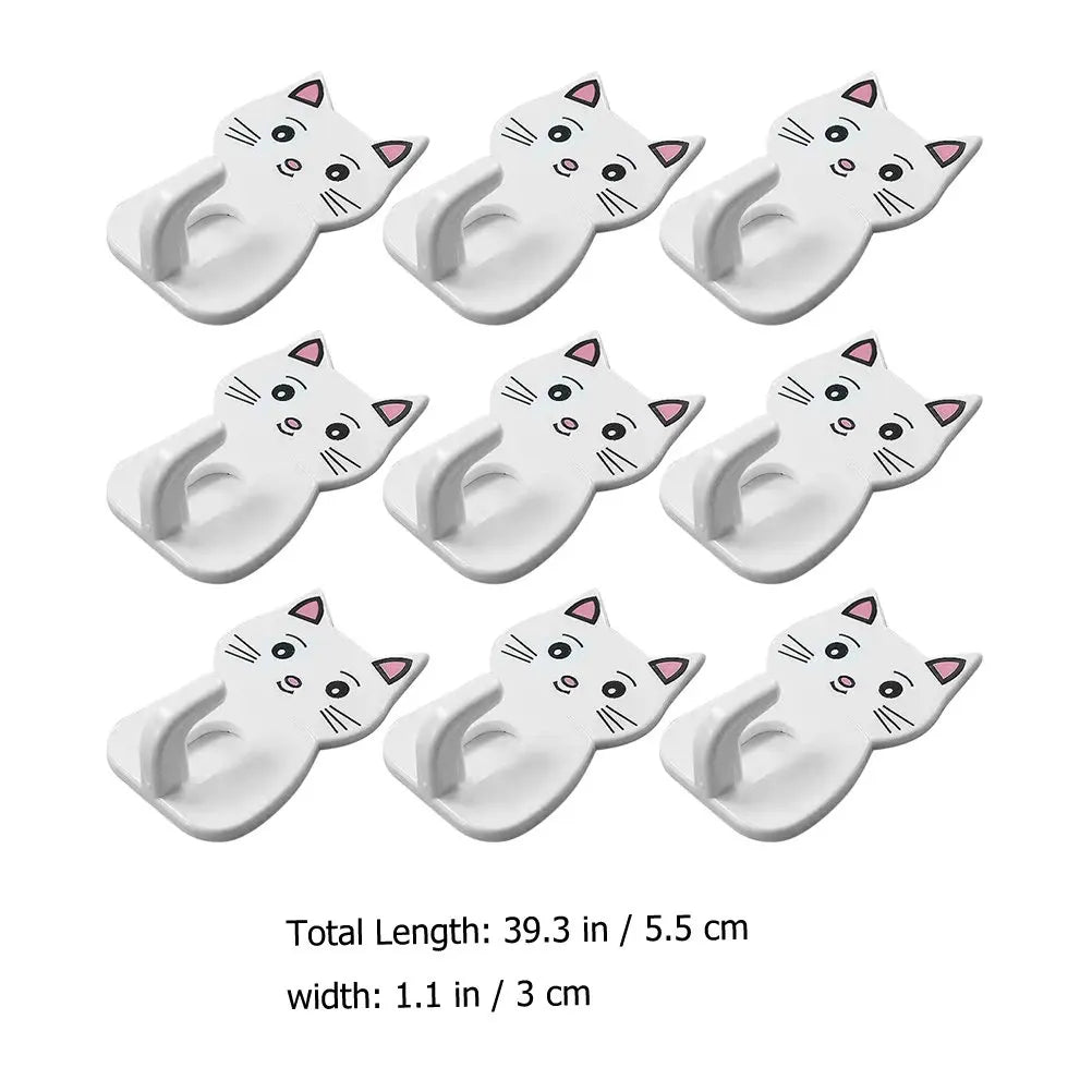 crochets decoratifs chats blancs kawaii mignons adhésifs salle bain rangement serviettes utilisation multiple set