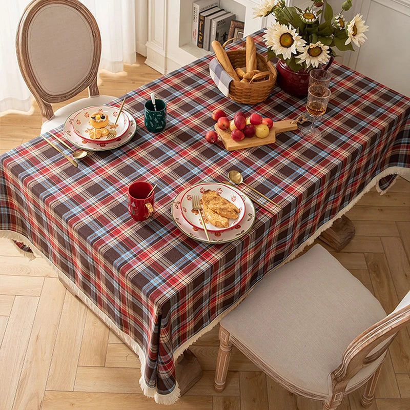 nappe table noël carreaux écossais vert rouge bleu clair classique réutilisable extérieur fêtes famille