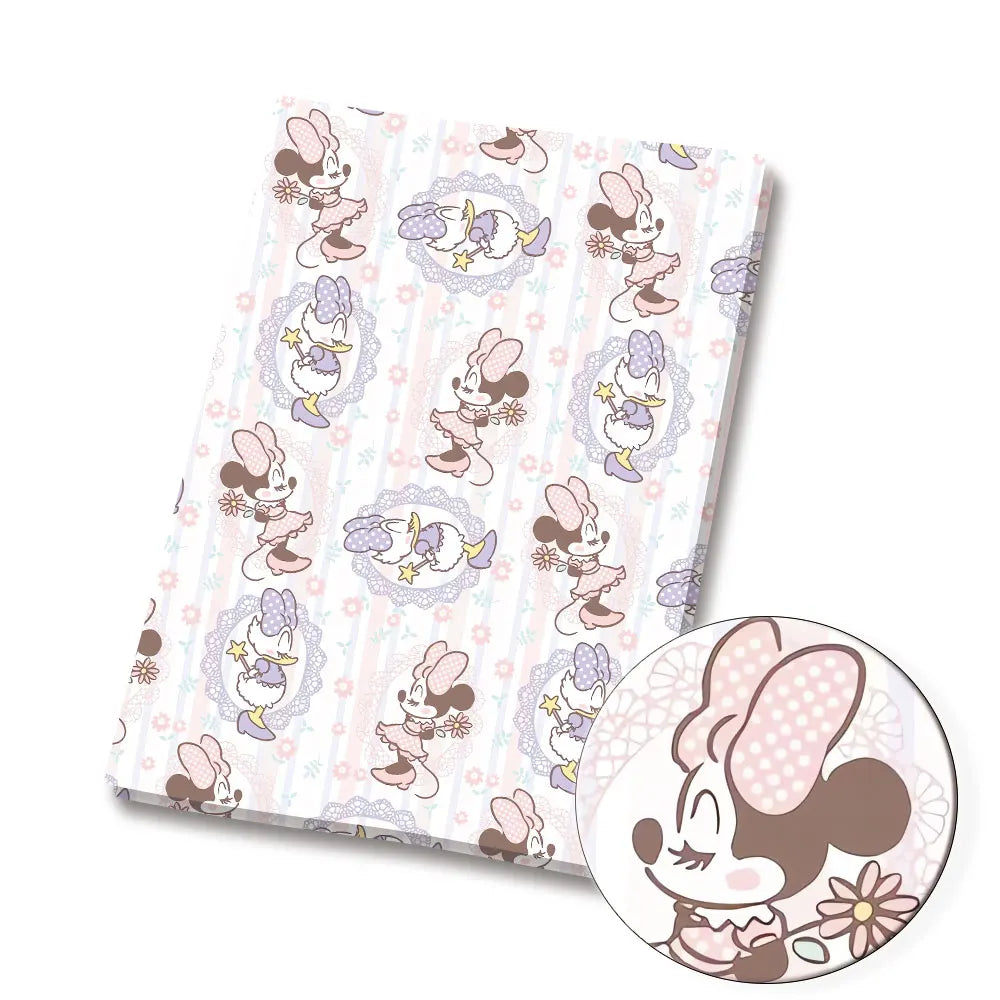papier cadeau coton motif personnages dessin animé rose blanc bleu beige enfant fille