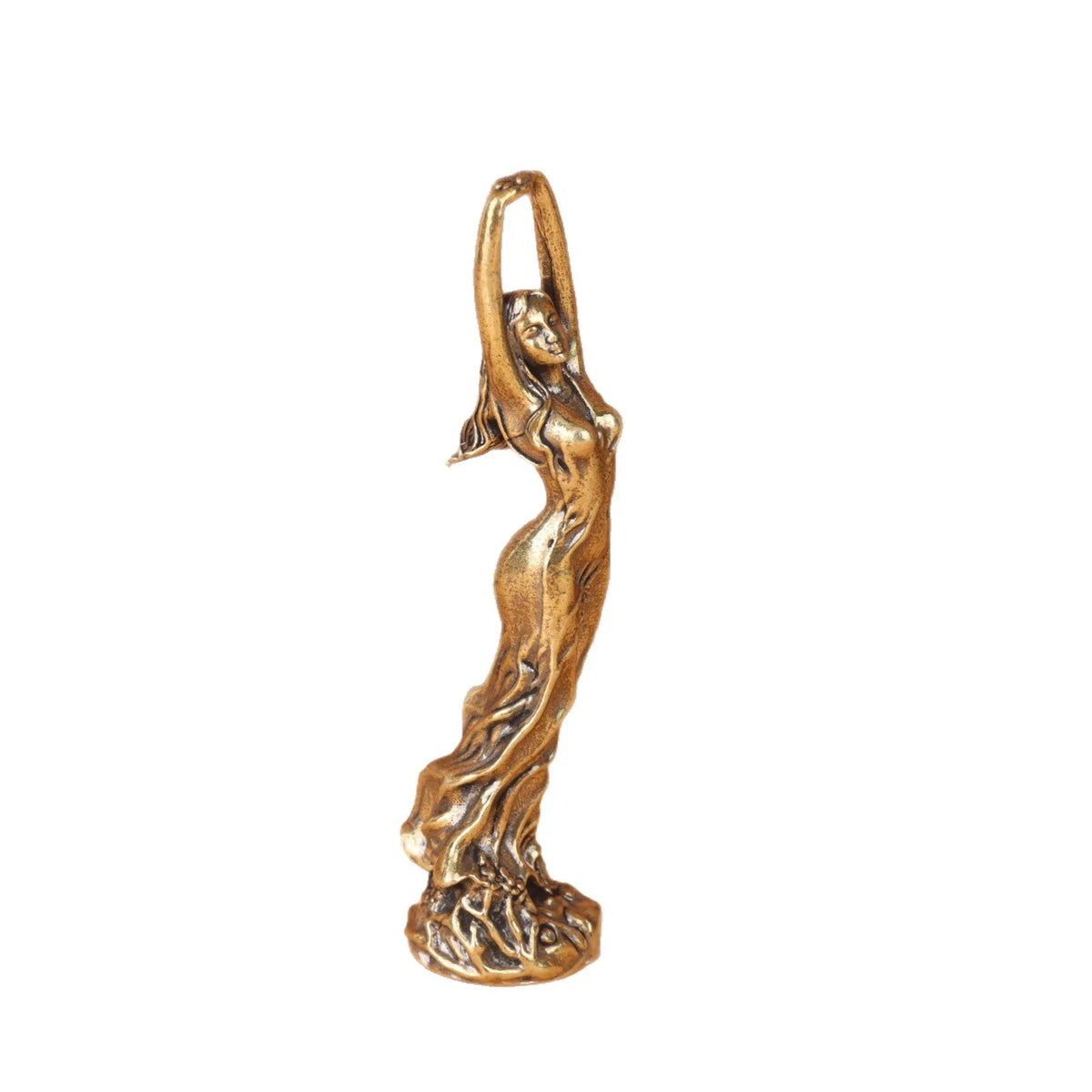 statue décorative femme dorée bronze drapés classique sculptural intérieur 8.5cm haute