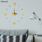 horloge murale moderne adhésive stickers numéros 12 noir blanc rouge doré chambre bureauhôtelécole