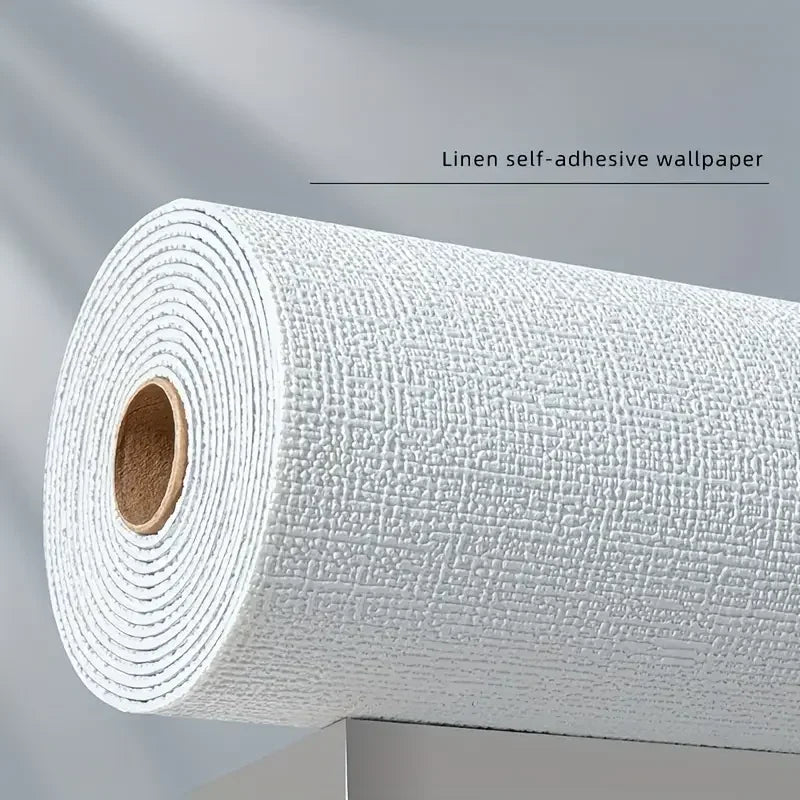 papier peint auto adhésif texture lin blanc moderne mur salon chambre rénovation pvc