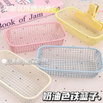panier rangement métal rose jaune bleu clips maille moderne minimaliste