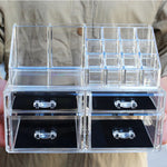 organisateur bijoux boîte transparente moderne poignées plastique grande taille cosmétiques maquillage soins peau