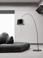 lampe sol moderne led noir base circulaire abat jour aluminium éclairage intérieur minimaliste