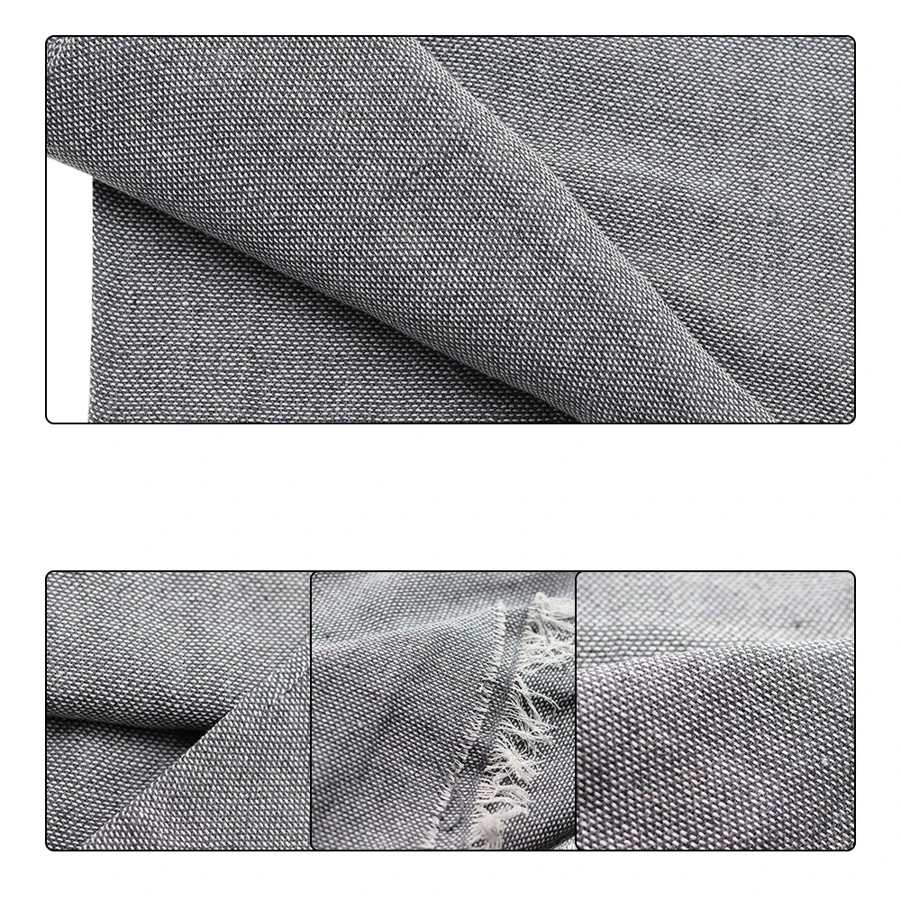 tissu polyester gris clair texture fine moderne bordures franges blancs 1.5x4m lavable machine