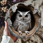 décoration murale hibou bois naturelle 3D plumes écorce fixations inclusées 20cm