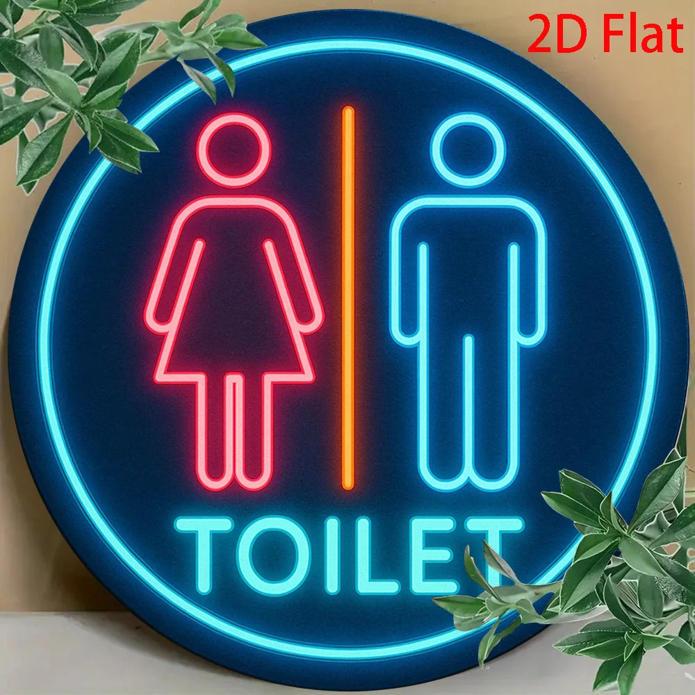 panneau lumineux métal toiletpanels silhouettes personnes couleurs bleu rouge orange rétro vintage