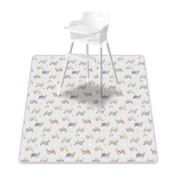 tapis imperméable anti dérapant blanc bleu orange vert motif tracteurs dinosaures moderne enfant