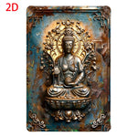 statue bouddha aluminium relief sculpté gris brun beige décoration murale intérieur extérieur (Seulement 14