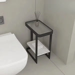 table salle bain moderne métal blanc texture grille gris marbre
