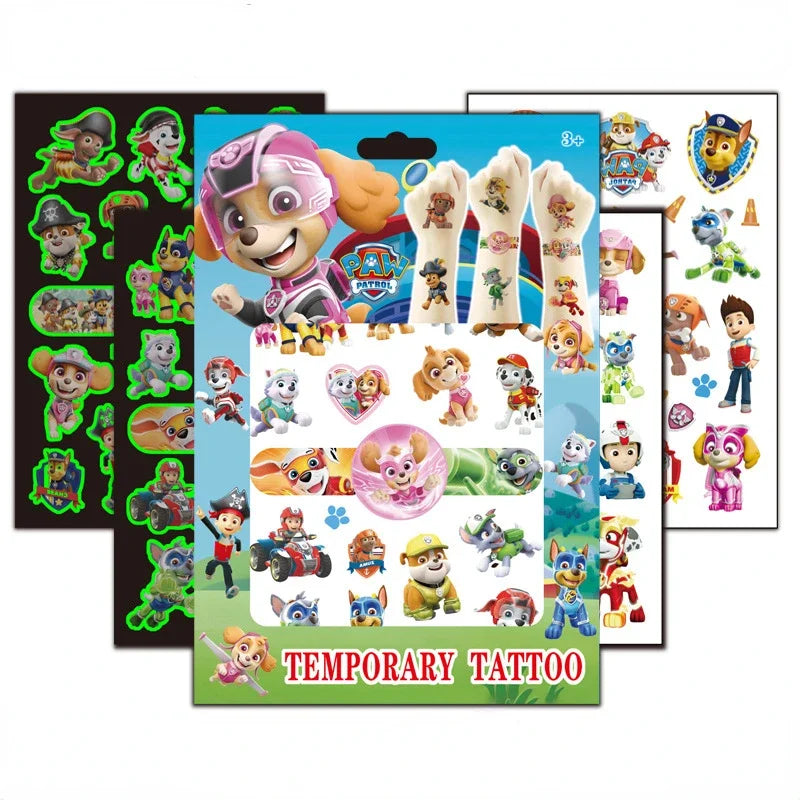 tatouages temporaires paw patrol multicolores animaux adhésifs sacs cartoon chiens personnages dessins animés