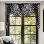 rideau voilé dentelle fleur romantique chambre maison noir blanc gris translucide tringle rideau