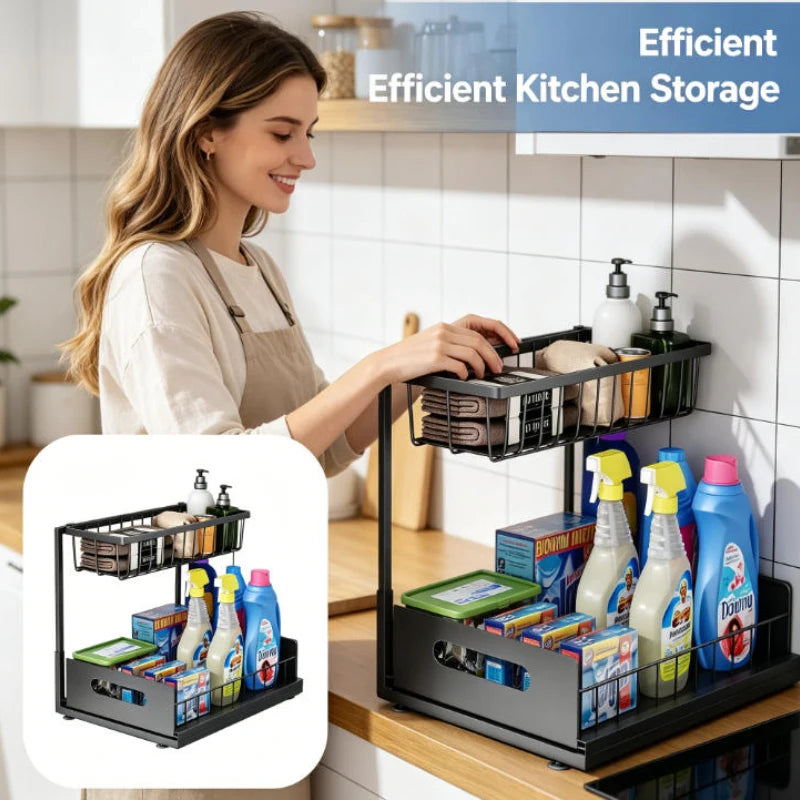 rangement étagère cuisine noir grille métallique adhésive anti dérapant moderne multifonctionnelle