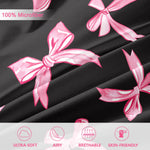 housse couette motif noeuds rose fond noir ensemble literie moderne deux taies oreillers polyester