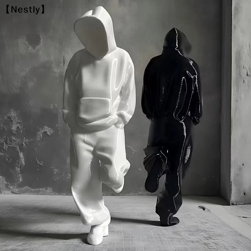 figurines résine humaines stylisées noir blanc minimaliste modernes intérieur