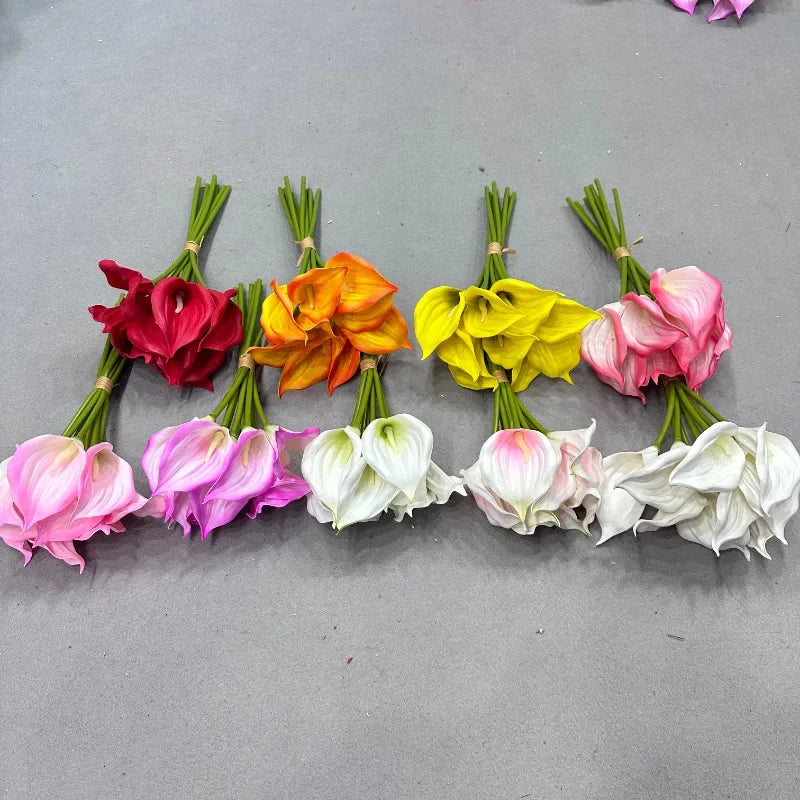 Bouquet fleurs artificielles calla blanc rose orange jaune rouge décoration intérieure moderne fête maison