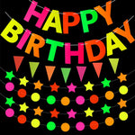 décoration anniversaire guirlande happy birthday triangles étoiles lettres uv nocturne