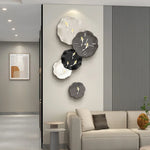horloge murale moderne décoration intérieure aiguille dorée motifs oiseaux bois blanc noir