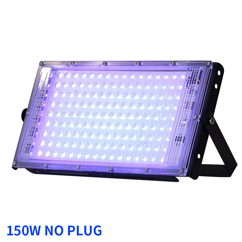projecteur led uv 50w 100w 150w noir violet moderne clips câble alimentation interrupteur