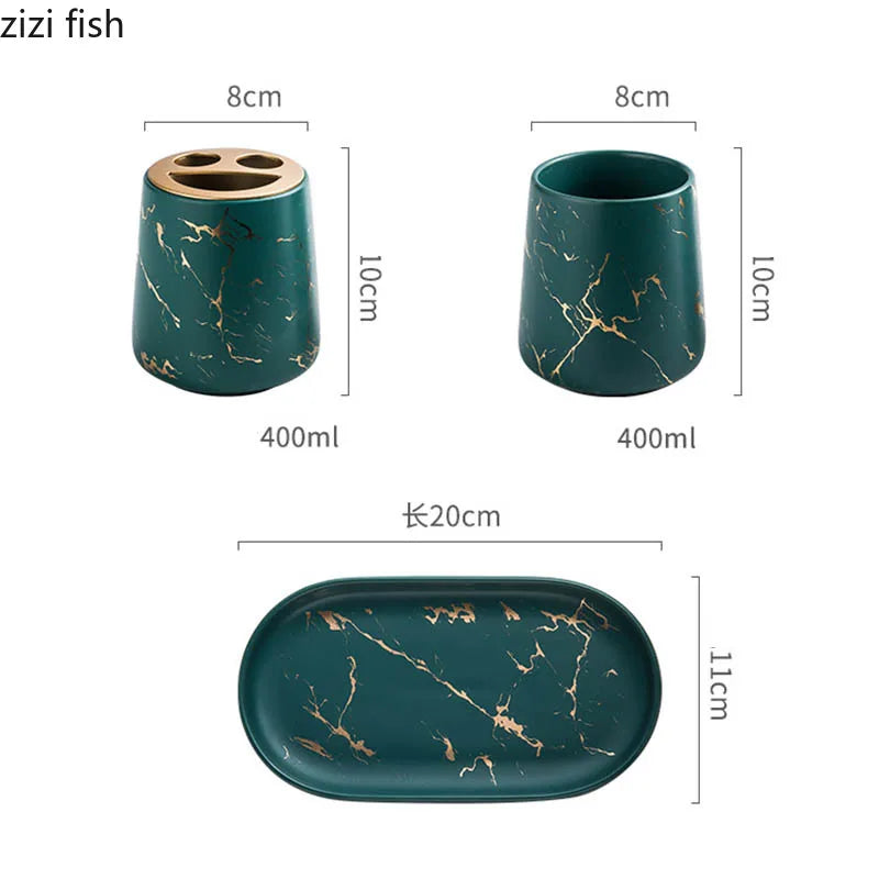 ensemble tasses dents marbre doré moderne vert noir blanc élégantes 400ml