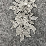 applique textile floral brodé dentelle polyester coton noir blanc rose or argent