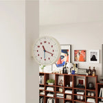 horloge murale moderne double face circulaire quartz résine aiguille rouge blanc minimaliste