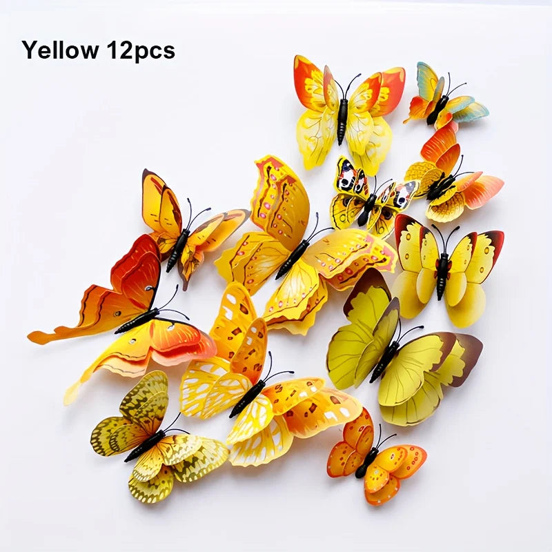 décoration murale papillons multicolores 3d aimants points adhésifs fête anniversaire mariage noël