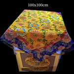 tapis traditionnel brodé patchwork géométrique couleurs vives élégant table manger