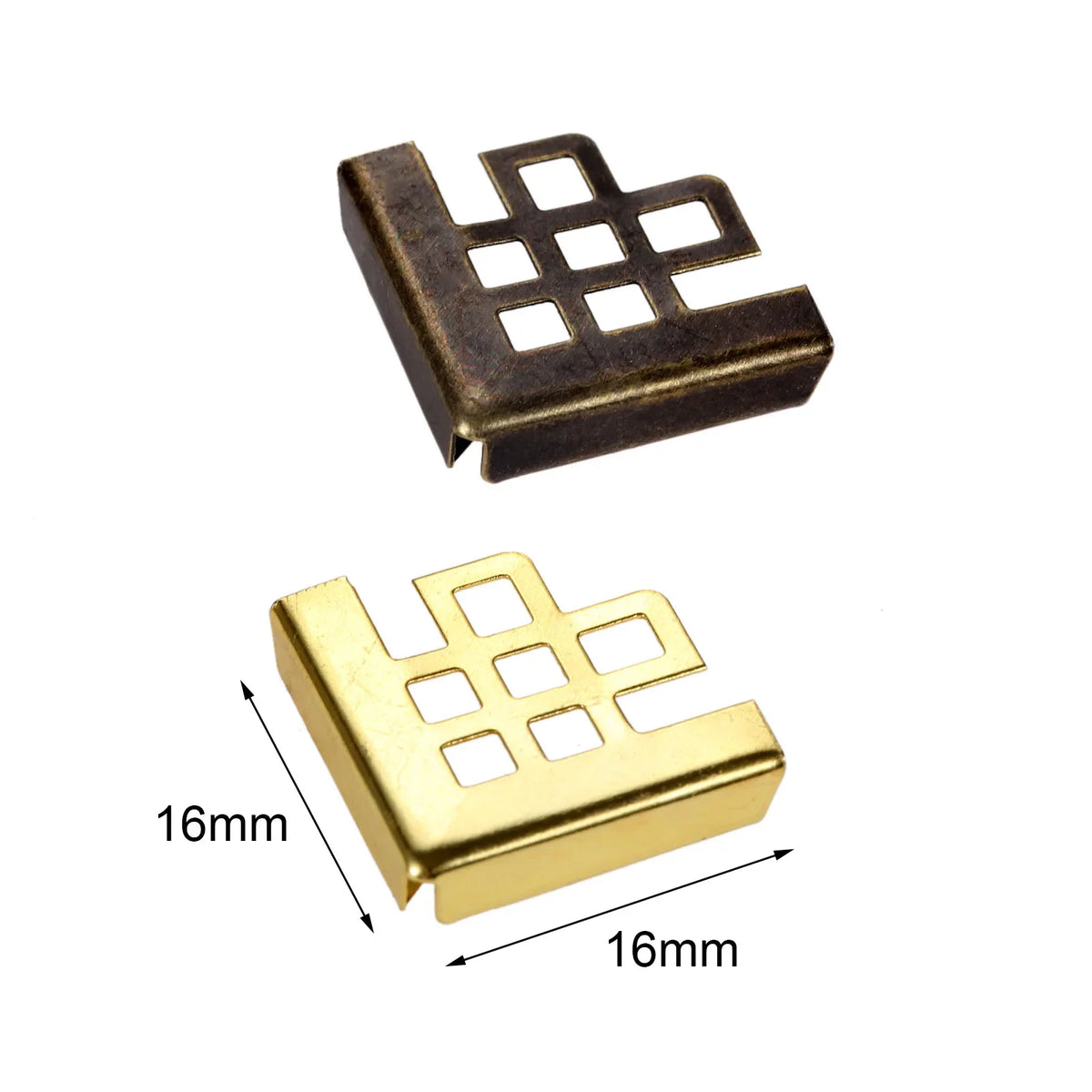 clips coin or bronze grille moderne 16x16mm scrapbooking photo album protection angle