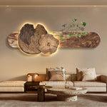 tableau mural moderne bois marron clair éclairage led cuisine salle manger fixé mur œilletsbranches