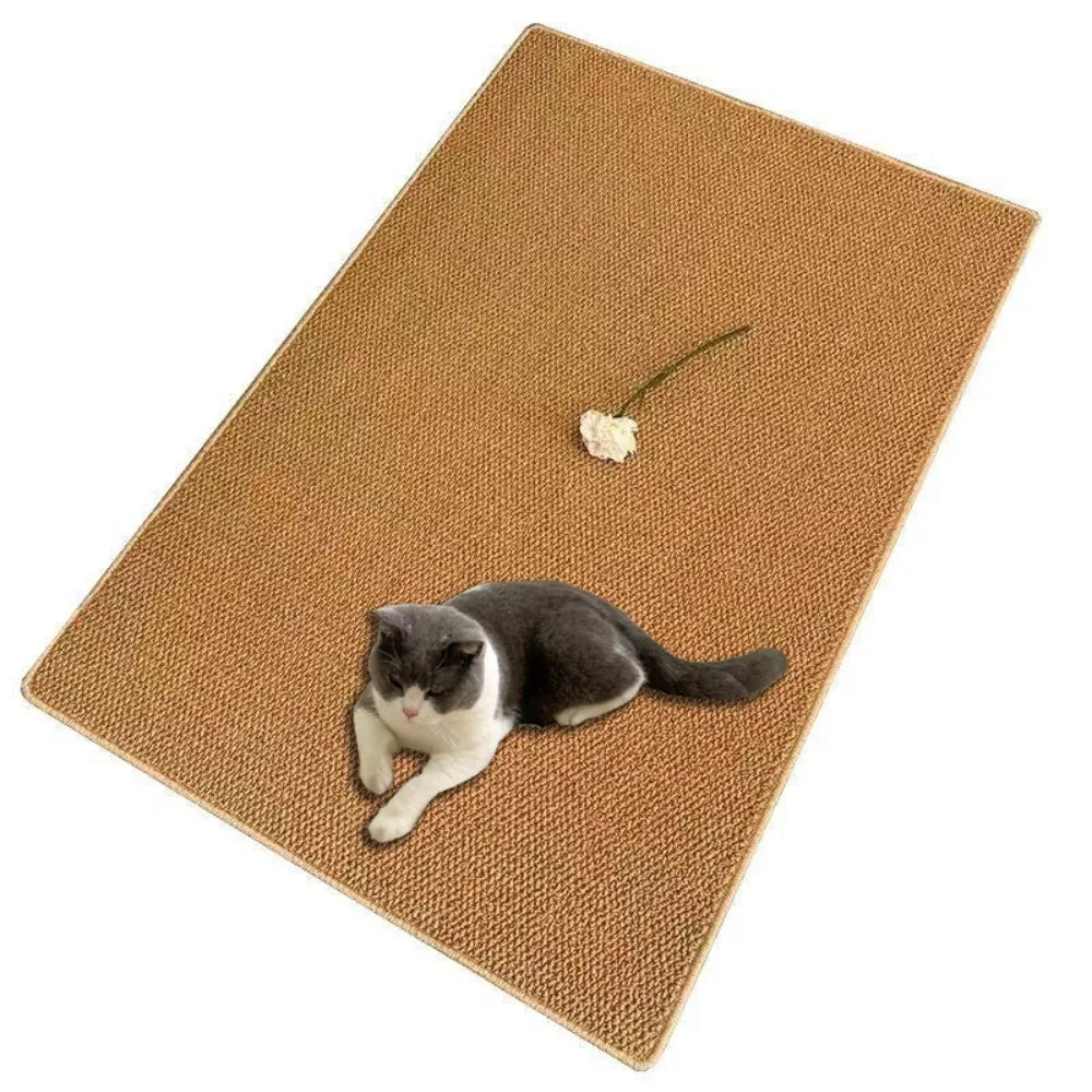tapis chat texture sisal moderne adhésif confortable beige marron clair antiusure tous saisons