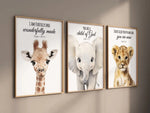 affiches animaux mignons girafe lion éléphant moderne décoration enfant sans cadre encre imperméable toile